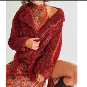 NWOTWe the free so cozy slouchy moto fleece jacket